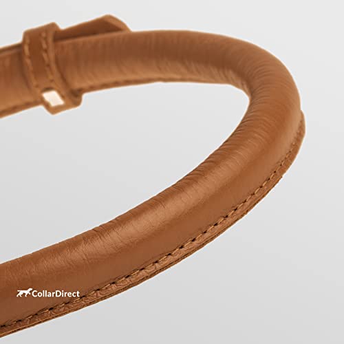 CollarDirect Rolled Leather Dog Collar, Soft Padded Round Puppy Collar, Handmade Genuine Leather Collar Dog Small Large Cat Collars 13 Colors (6-7 Inch, Cinnamon Textured) - Image 2