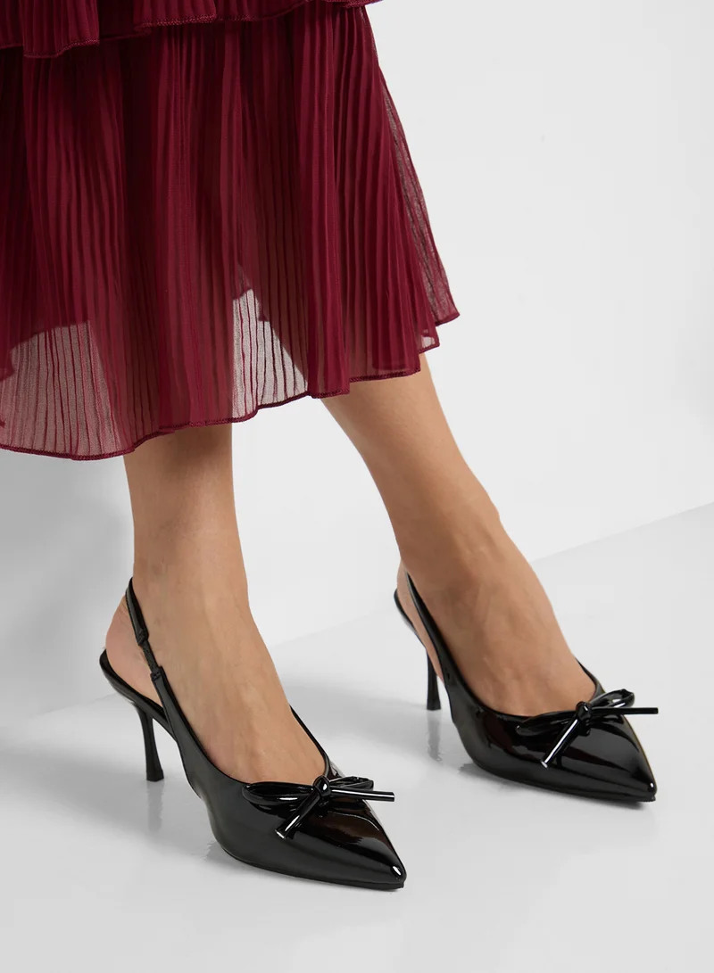Ginger Slingback Pump With Bow Detail
