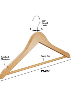 CityRiya-Long Wooden Hangers 30 Pack Durable & Slim Coat Hanger Suit Hangers Heavy Duty Robe Hangers with 360-Degree Rotatable Hook Wood Dress Hangers Clothes Hangers for Shirts, Jackets, Dress, Pant  - Image 4
