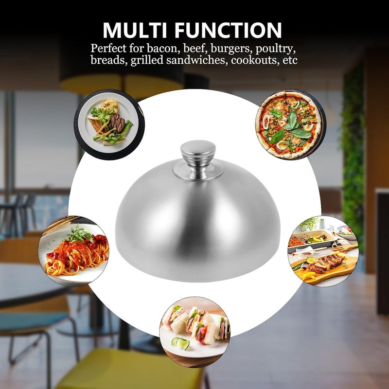 Stainless Steel Food Dome Cover 26Cm Oil Proof Cooking Lid for Teppanyaki Steak Grilling Kitchen Tool - Image 3