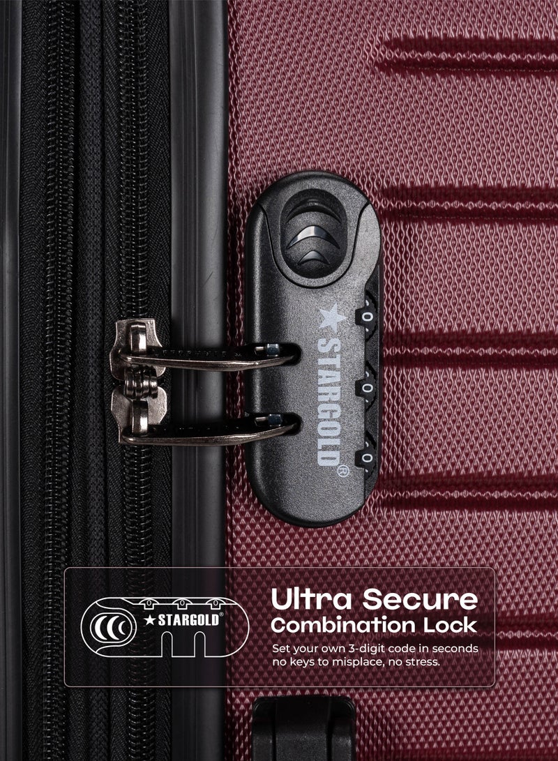 ستارجولد 4 عبوات من عربة أمتعة مقفلة ذات رقم دوار للجانب الصلب - Image 3