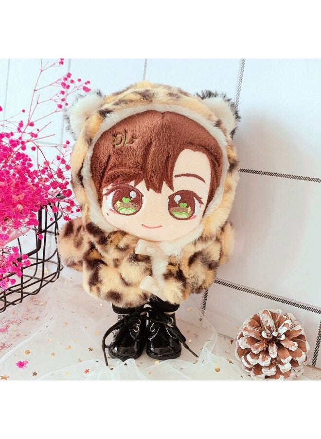 Brown Leopard Print Horn Button Coat Cotton Coat Bear Rabbit Clothes 20cm Set 20cm Doll Clothes Star Style-Specifications:20cm-Color:Tethered Canvas Shoes Big Red