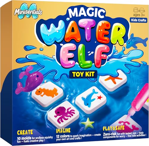 MINISENTIALS Magic Water Elf Toy Kit Crafts Kit for Kids Magic Gel Water Pets with Aquarium Bottle Make Your Own Squishies Crafts Toys Kids Christmas Birthday Gifts Party Favor for Girls Boys Ages 3 - Image 1