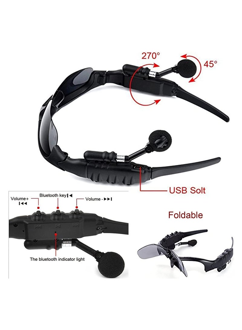 Bluetooth Sunglasses with Wireless Music, Smart Glasses for Men and Women, Hands-Free Call and Stereo Sound with Microphone, Ideal for Outdoor Activities, Travel, Driving, and Cycling (Gray Black) - Image 3