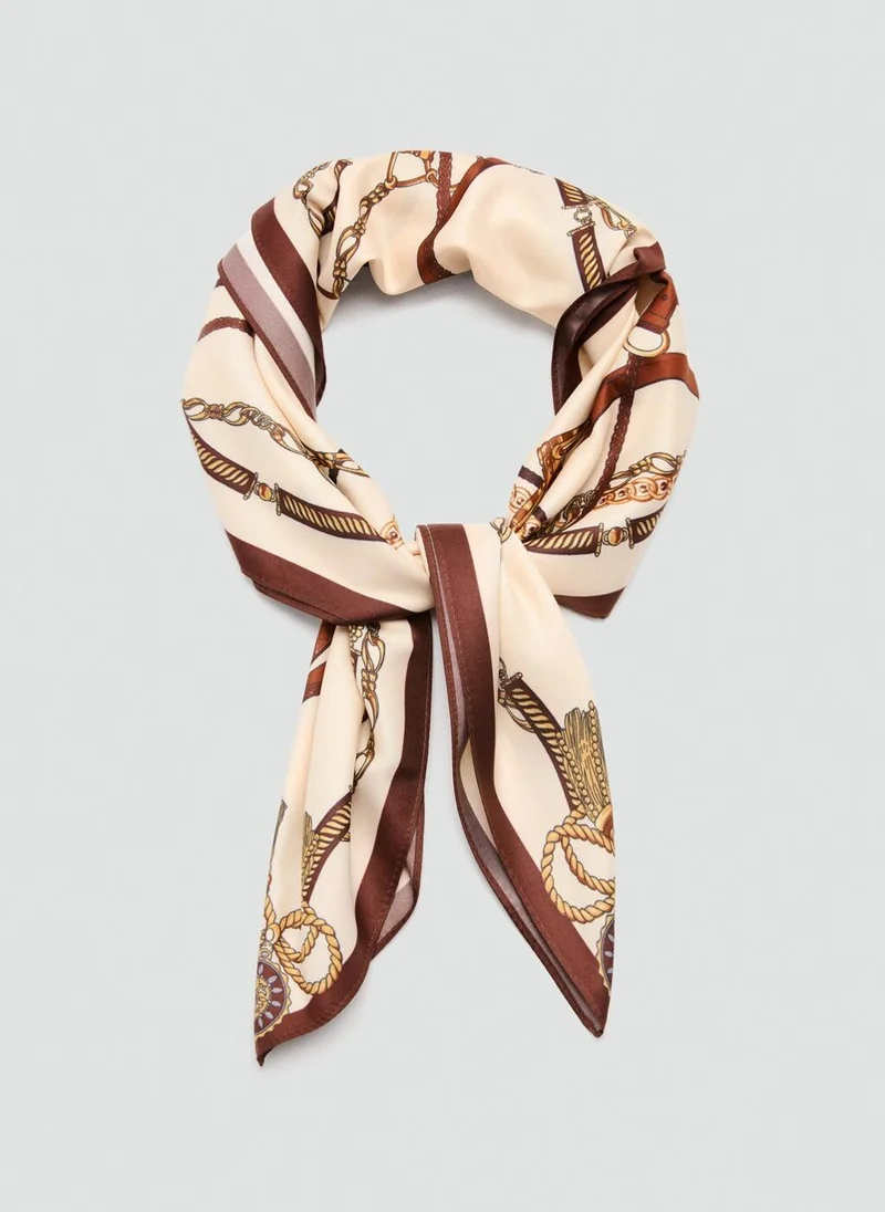 MANGO Chain-print scarf