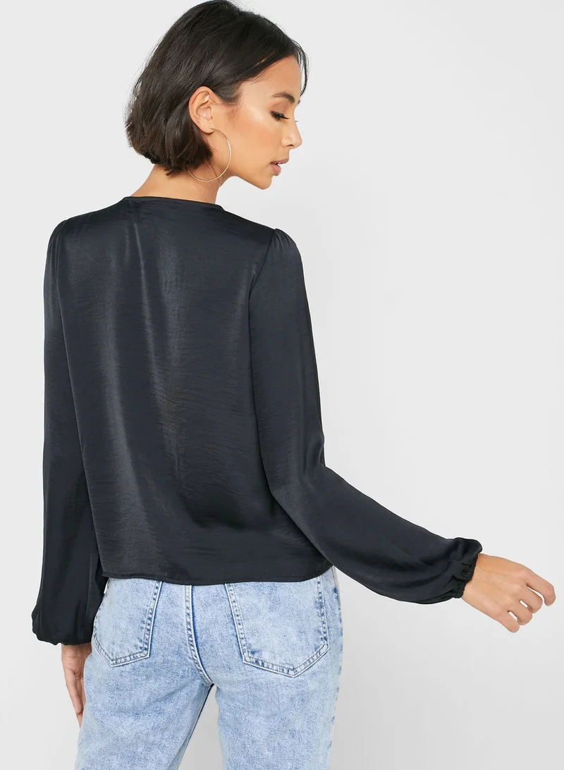 FOREVER 21 Lace Up Long Sleeve Top