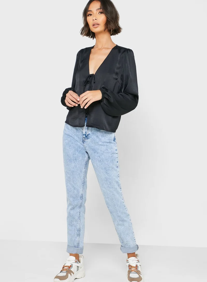 FOREVER 21 Lace Up Long Sleeve Top