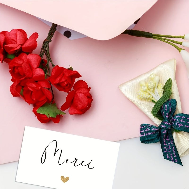 50pcs 3.5 x 2.1 Inch French Heart Shaped Thank You Cards for Wedding Favors Party Gifts - Image 4
