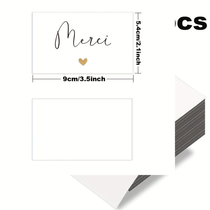 50pcs 3.5 x 2.1 Inch French Heart Shaped Thank You Cards for Wedding Favors Party Gifts - Image 2