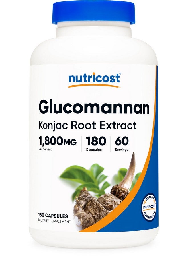 Nutricost نوتريكوست جلوكو مانان 1,800 ملغ لكل حصة، 180 كبسولة - مصدر ألياف طبيعي، غير معدّل وراثيًا، خالي من الغلوتين - Image 1