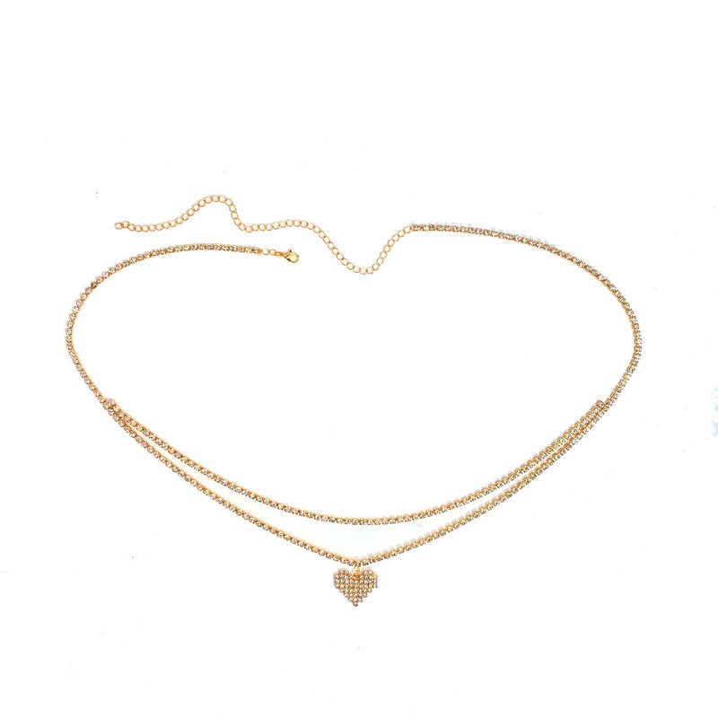 ZHITONG Cross-Border Hot-Selling Rhinestone Heart Waist Chain for Women - Versatile European-Style Fashion Body Chain Beach Accessory - Image 4
