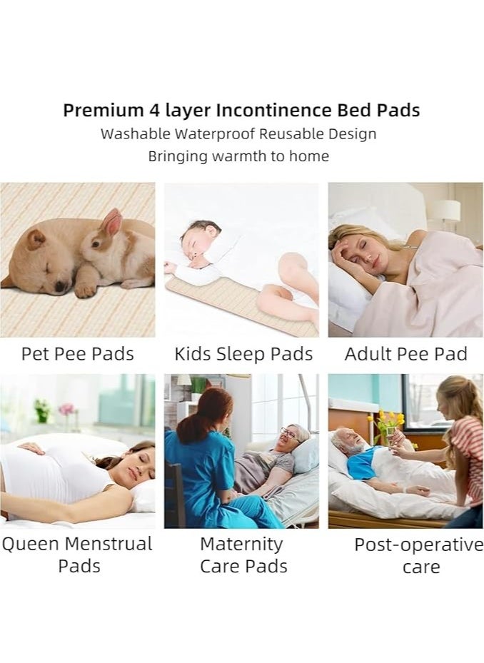 SKY-TOUCH Reusable Waterproof Bed Pad 70x90cm – 4-Layer Soft Cotton Mattress Protector for Baby, Women, Elderly & Pets – Washable Pee Pads for Bed, Sofa (1 Pack)  - Image 5