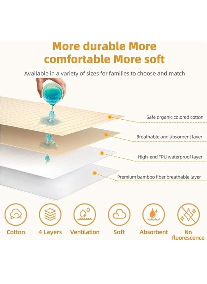 SKY-TOUCH Reusable Waterproof Bed Pad 70x90cm – 4-Layer Soft Cotton Mattress Protector for Baby, Women, Elderly & Pets – Washable Pee Pads for Bed, Sofa (1 Pack)  - Image 2