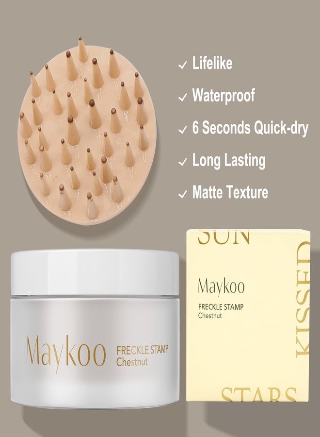 MAYKOO Freckle Stamp Natural Like Freckle Pen Makeup Fake Freckles Cushion Waterproof Long Lasting Quick Dry, Get Sun-kissed Stars Makeup Freckle in One Press, Chestnut, 15g - Image 3