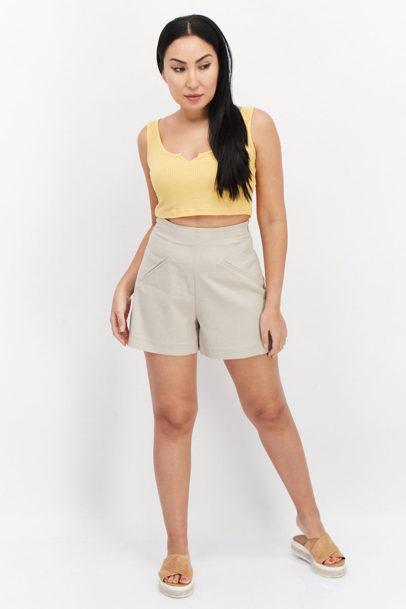 NA-KD Women Regular Fit Basic Shorts, Beige - Image 3