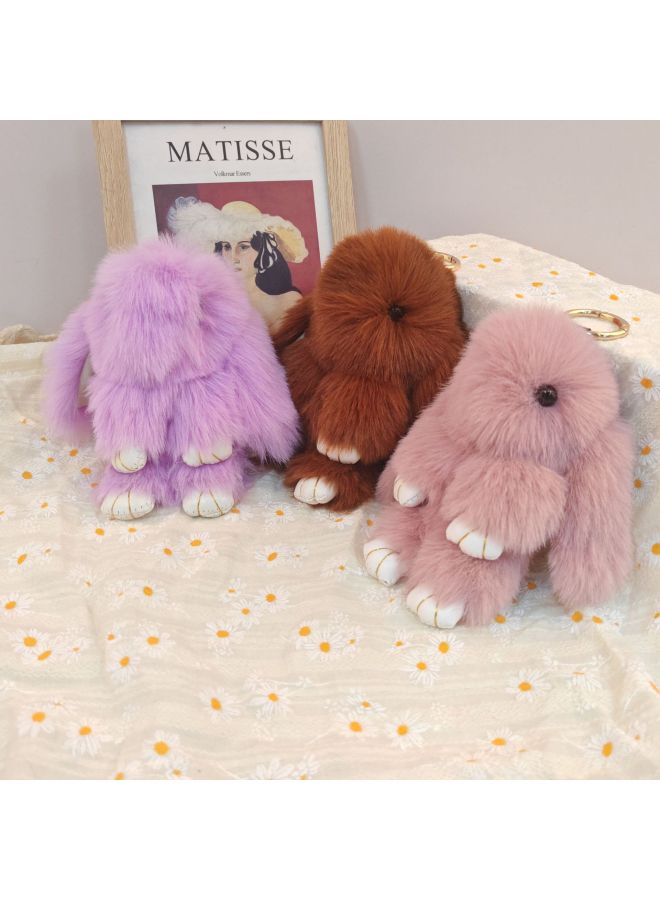 Rabbit Year Doll Scratching Doll Machine Toy Girl Gift Imitation Rex Rabbit Fur Pendant Cute Plush Rabbit Plush Toy-Specifications:Wine Red-Color:14cm Small Size - Image 5
