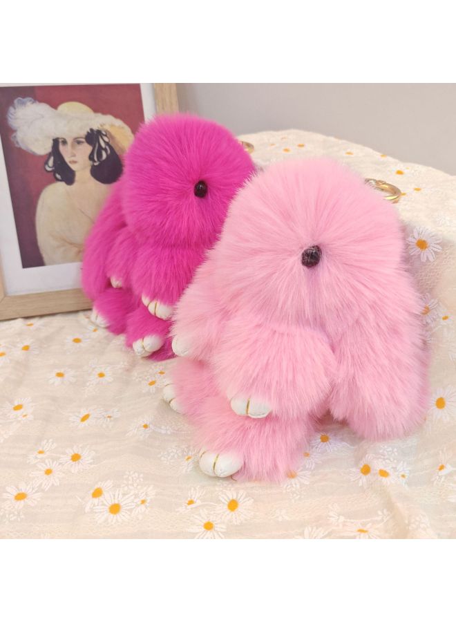 Rabbit Year Doll Scratching Doll Machine Toy Girl Gift Imitation Rex Rabbit Fur Pendant Cute Plush Rabbit Plush Toy-Specifications:Wine Red-Color:14cm Small Size - Image 4