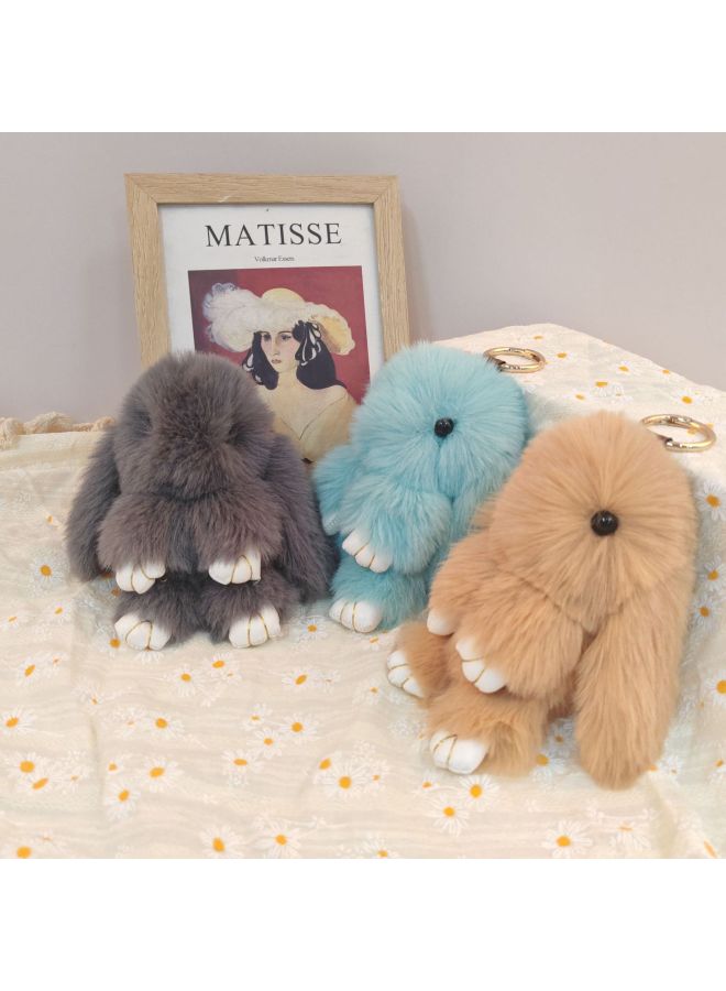 Rabbit Year Doll Scratching Doll Machine Toy Girl Gift Imitation Rex Rabbit Fur Pendant Cute Plush Rabbit Plush Toy-Specifications:Wine Red-Color:14cm Small Size - Image 2