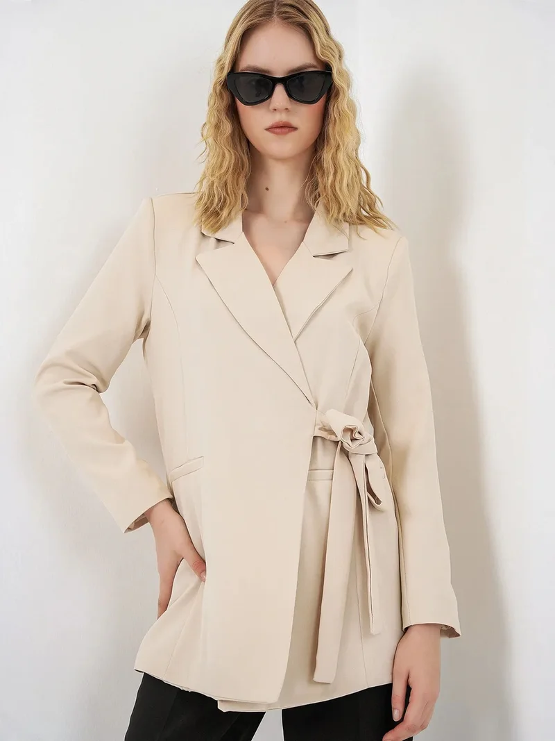 بيغ دارت BDART Long Tie Closure Shawl Collar Blazer