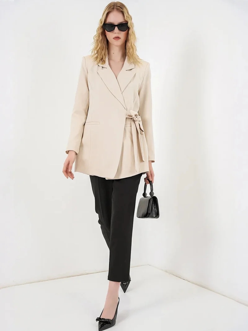 بيغ دارت BDART Long Tie Closure Shawl Collar Blazer