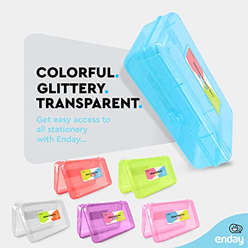Emraw assorted colors Multipurpose school pencil box - Glitter Bright Color Box Pencil Case With Snap Close long lasting pencils school case math pencil box Pencil Case assorted colors (4-Pack) - Image 4