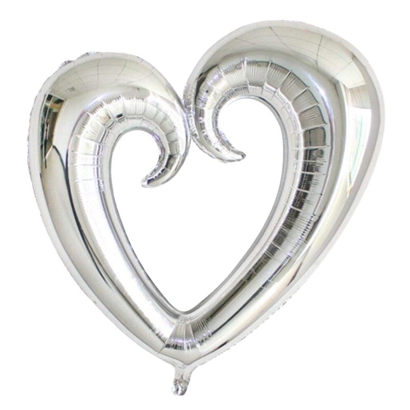 Heart Shape Foil Balloon For Valentines Day Anniversary Celebration- Silver Color 40Inch