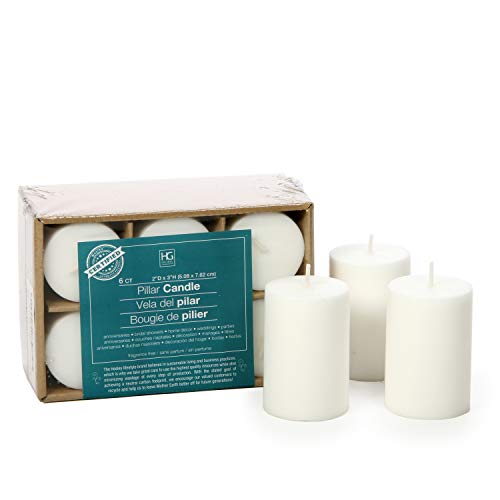 Hosley 2x3 High Pillar Candles, Set of 6. White, Unscented. Bulk Buy. Ideal for Wedding, Emergency Lanterns, Spa, Aromatherapy, Party, Reiki, Candle Gardens O4 - Image 1