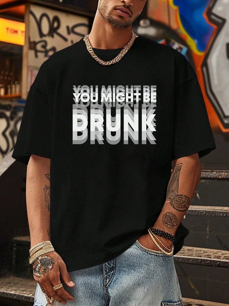 SXV STYLE 'You Might be Drunk’ Printed Cool Aesthetic Oversized Baggy T-Shirt (in, Alpha, XL, Regular, Black) - Image 4
