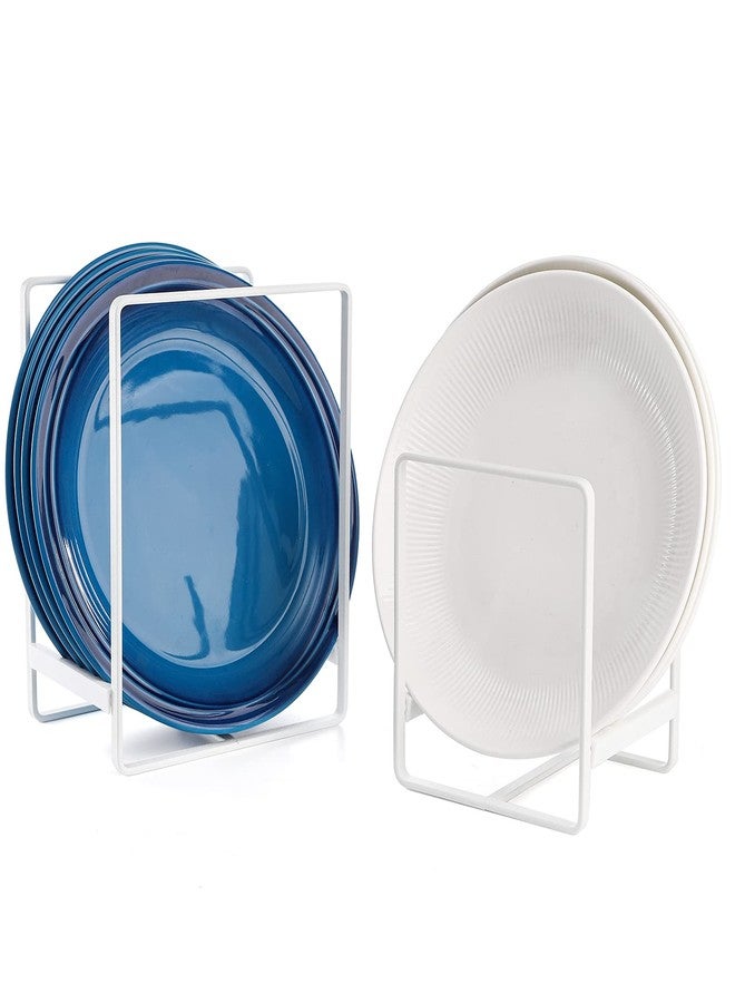 ZOOFOX 3 Pack Plate Holder Organizer, Upright Metal Dish Storage Stand, Dying Display Rack for Kitchen Cabinet, Counter and Cupboard (Small and Large, White) - Image 2