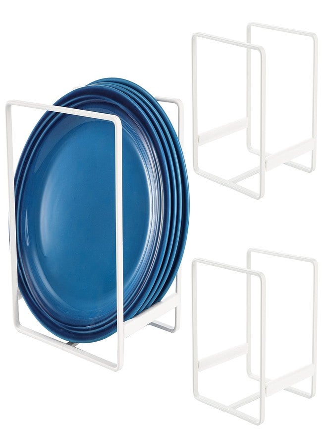 ZOOFOX 3 Pack Plate Holder Organizer, Upright Metal Dish Storage Stand, Dying Display Rack for Kitchen Cabinet, Counter and Cupboard (Small and Large, White) - Image 1
