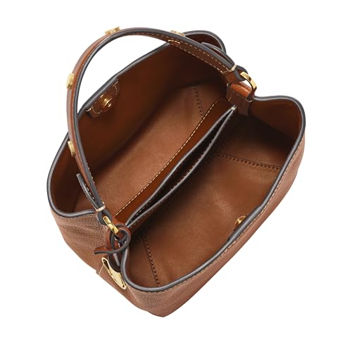 Fossil Women's Jessie Leather Small Bucket Shoulder Bag with Crossbody Strap Purse Handbag, Medium Brown (Model: ZB11002200) - Image 3
