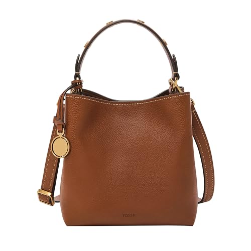 Fossil Women's Jessie Leather Small Bucket Shoulder Bag with Crossbody Strap Purse Handbag, Medium Brown (Model: ZB11002200) - Image 1