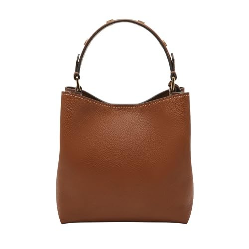 Fossil Women's Jessie Leather Small Bucket Shoulder Bag with Crossbody Strap Purse Handbag, Medium Brown (Model: ZB11002200) - Image 4