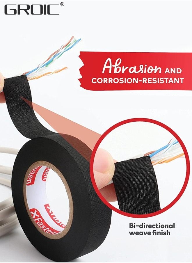 GROIC 6 Rolls Wire Harness Cloth Tape, Wire Harness Cloth Electrical Tape Wire Loom Tape Wiring Harness Automotive Cloth Tape Heat Proof Adhesive Fabric Tape for Automotive Electrical Wrap Protection  - Image 5