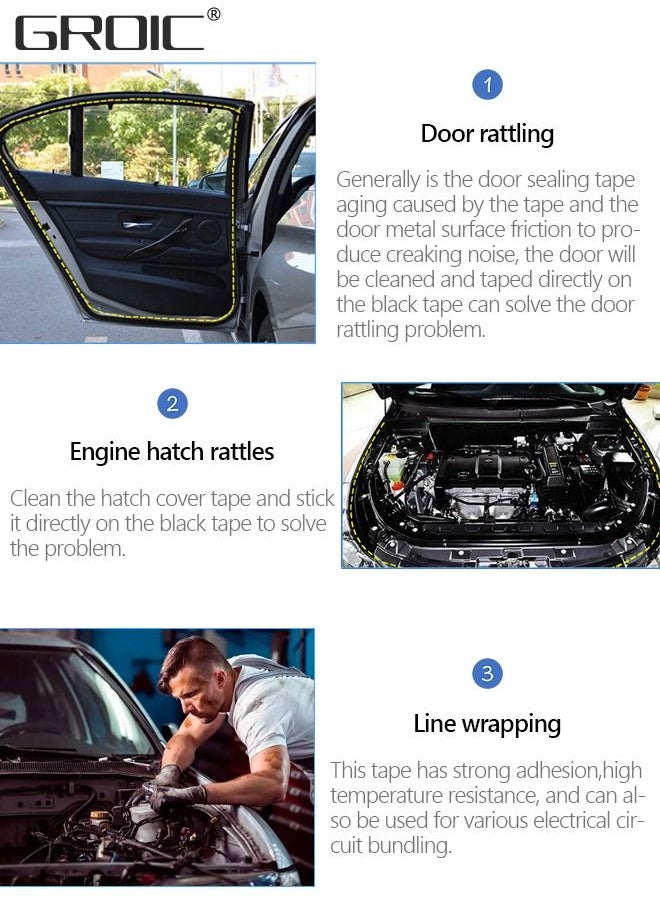 GROIC 6 Rolls Wire Harness Cloth Tape, Wire Harness Cloth Electrical Tape Wire Loom Tape Wiring Harness Automotive Cloth Tape Heat Proof Adhesive Fabric Tape for Automotive Electrical Wrap Protection  - Image 3