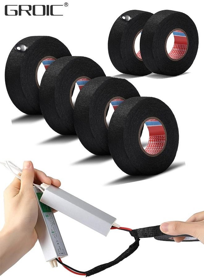 GROIC 6 Rolls Wire Harness Cloth Tape, Wire Harness Cloth Electrical Tape Wire Loom Tape Wiring Harness Automotive Cloth Tape Heat Proof Adhesive Fabric Tape for Automotive Electrical Wrap Protection  - Image 1