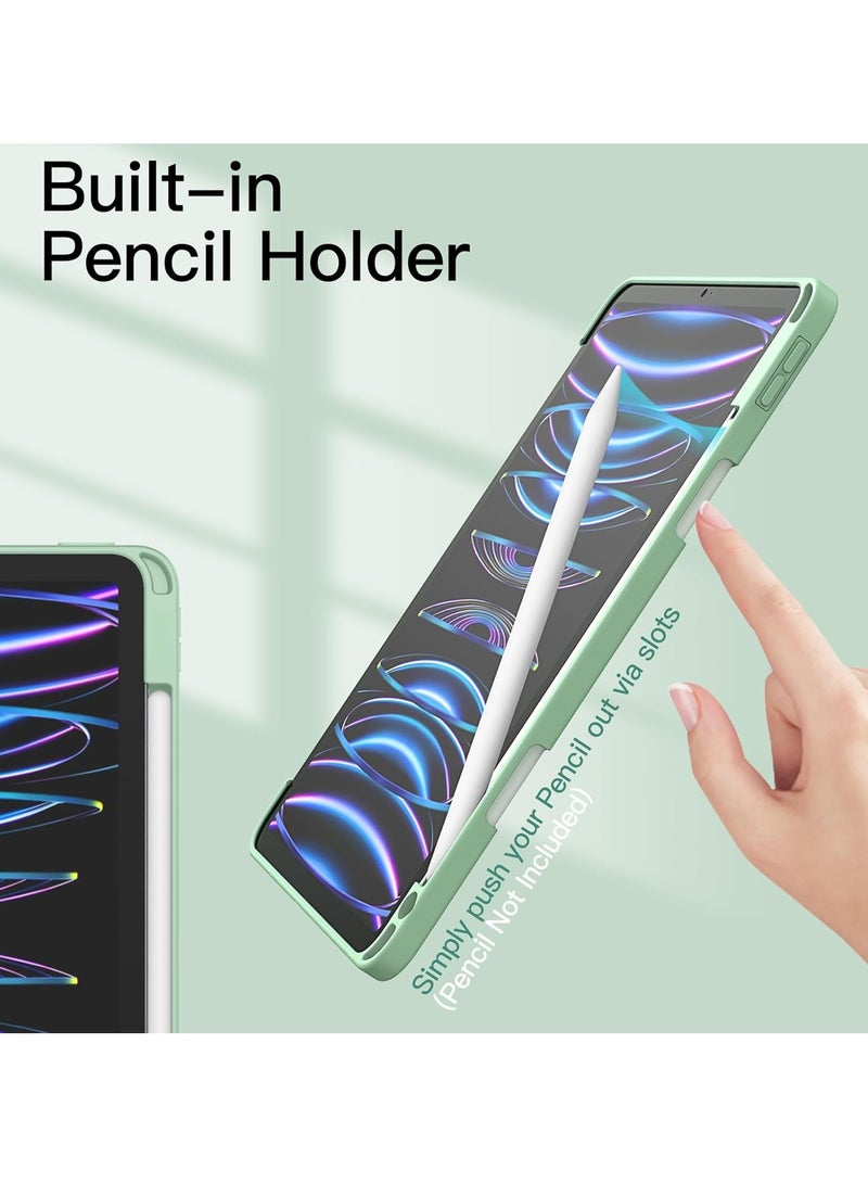 DUSALA 2 in 1 Case for Case for iPad Pro 11 inch (M4) 2024 with Pencil Holder, Slim Stand Protective Cover with Clear Transparent Back Shell for iPad Pro 11 inch Tablet, Support Auto Wake/Sleep With Tempered Glass - Image 4