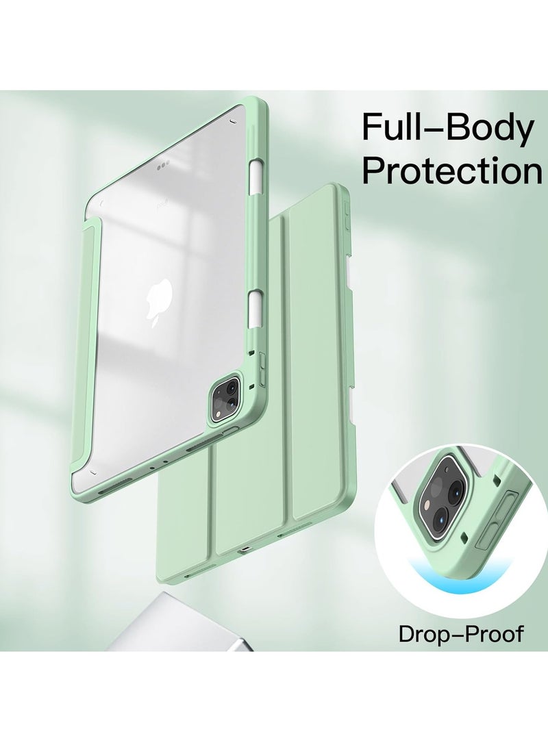 DUSALA 2 in 1 Case for Case for iPad Pro 11 inch (M4) 2024 with Pencil Holder, Slim Stand Protective Cover with Clear Transparent Back Shell for iPad Pro 11 inch Tablet, Support Auto Wake/Sleep With Tempered Glass - Image 3