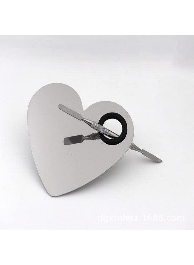 Miamay Heart Shaped Makeup Palette Stainless Steel Nail Art Cosmetic Artist Mixing Palette With A Spatula Tool - Image 3