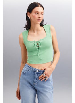GRIMELANGE Paolina Women Crop Green Blouse  - Image 1