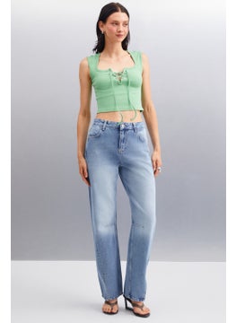 GRIMELANGE Paolina Women Crop Green Blouse  - Image 2