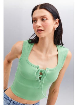GRIMELANGE Paolina Women Crop Green Blouse  - Image 4
