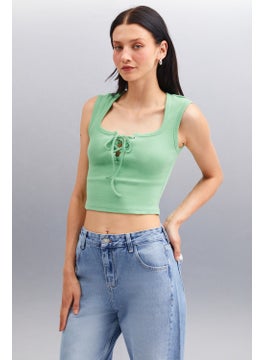 GRIMELANGE Paolina Women Crop Green Blouse  - Image 3