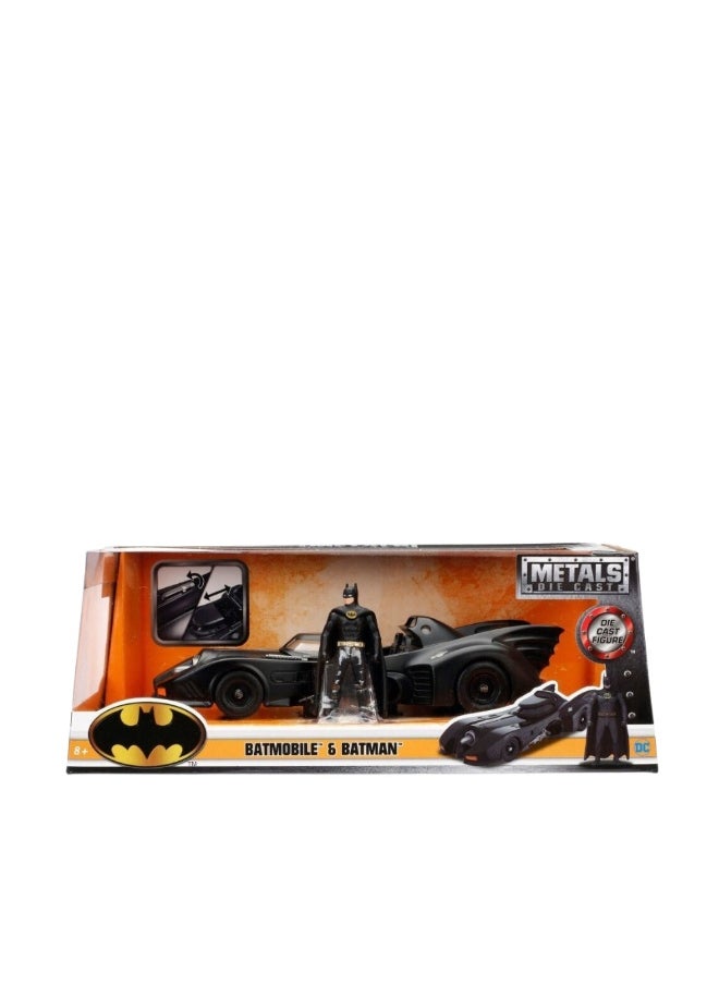 Jakks Pacific Batman Batmobile & Batman 1/24 Scale Metal Diecast Models 