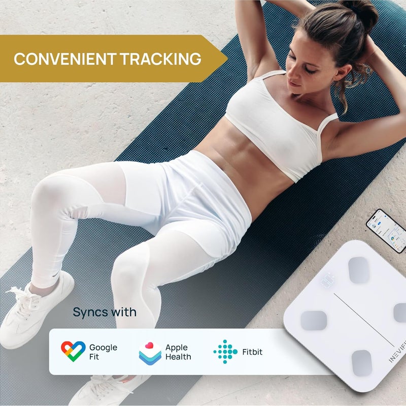 INEVIFIT Smart Body Fat Scale Highly Accurate Bluetooth Digital Bathroom Body Composition Analyzer Measures Weight Body Fat Water Muscle Visceral Fat  Bone Mass for Unlimited Users EcoWht - Image 3