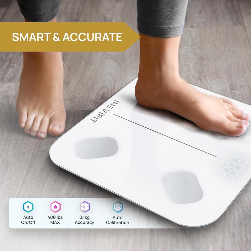 INEVIFIT Smart Body Fat Scale Highly Accurate Bluetooth Digital Bathroom Body Composition Analyzer Measures Weight Body Fat Water Muscle Visceral Fat  Bone Mass for Unlimited Users EcoWht - Image 5