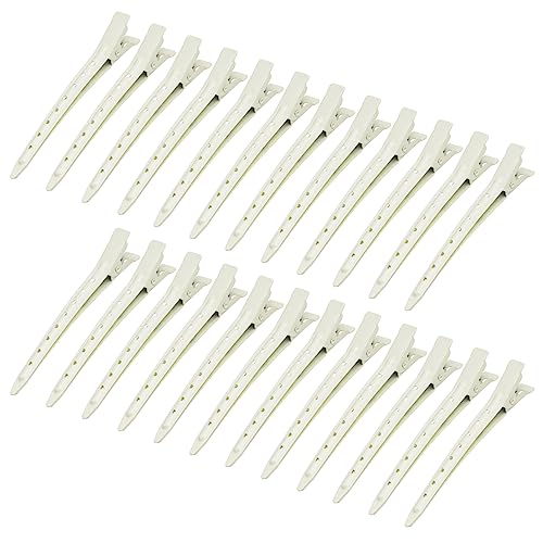 Bantoye 24 Packs Duck Bill Clips Bantoye 335 Inches Rustproof Metal Alligator Curl Clips with Holes for Hair Styling Hair Coloring White - Image 1
