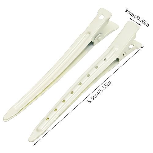 Bantoye 24 Packs Duck Bill Clips Bantoye 335 Inches Rustproof Metal Alligator Curl Clips with Holes for Hair Styling Hair Coloring White - Image 3