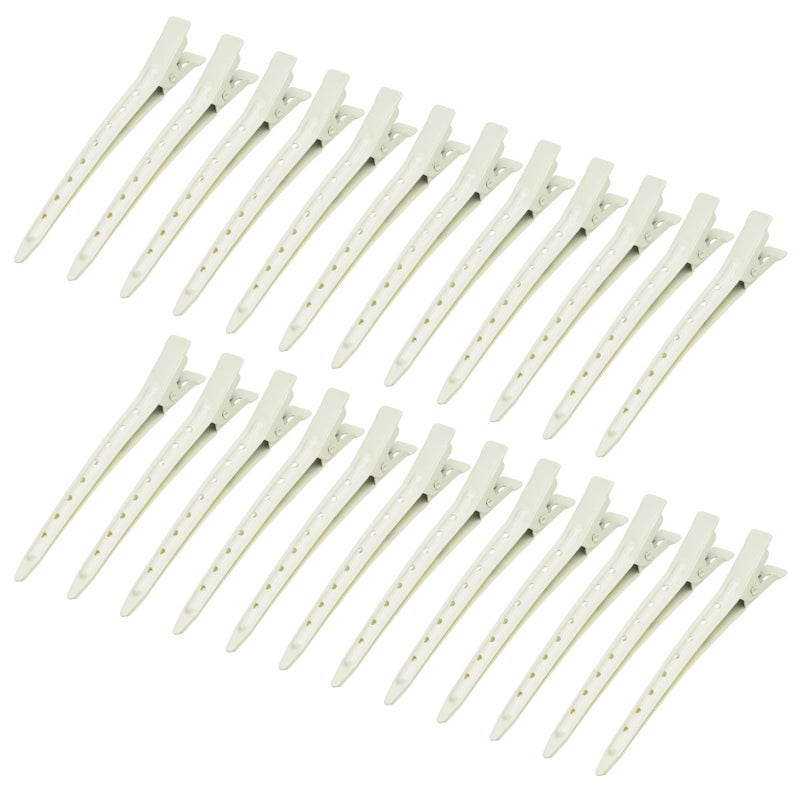 Bantoye 24 Packs Duck Bill Clips Bantoye 335 Inches Rustproof Metal Alligator Curl Clips with Holes for Hair Styling Hair Coloring White - Image 2