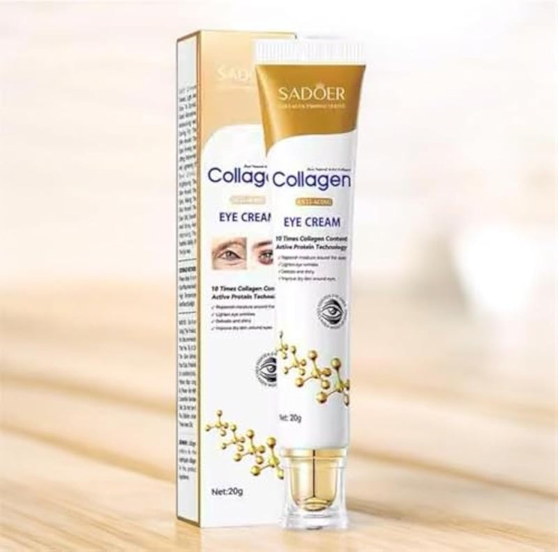 SADOER Anti-Wrinkle Eye Cream with Collagen, 20 g, Formula with Active Protein Technology - Image 1